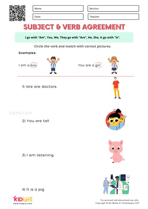 Agreement Of Subjects And Verb Printable Worksheets For Grade 2 Kidpid