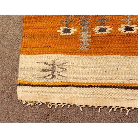 Mid Century Modern Wanda Krakow Flat Weave Wool Area Rug Orange 1960s