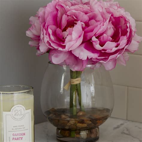 Lcgflorals Peonies In A Glass Vase With River Rocks And Faux Water