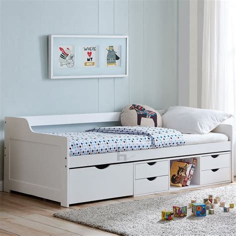 Durham Kids Cabin Bed Single With Drawers White Uk
