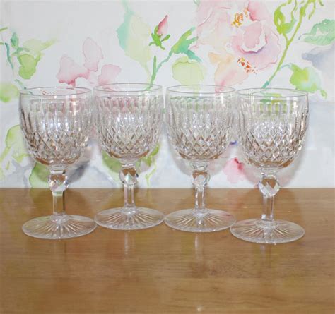 Antique Set Of 4 Abp Hand Cut Crystal Claret Wine Glasses Etsy