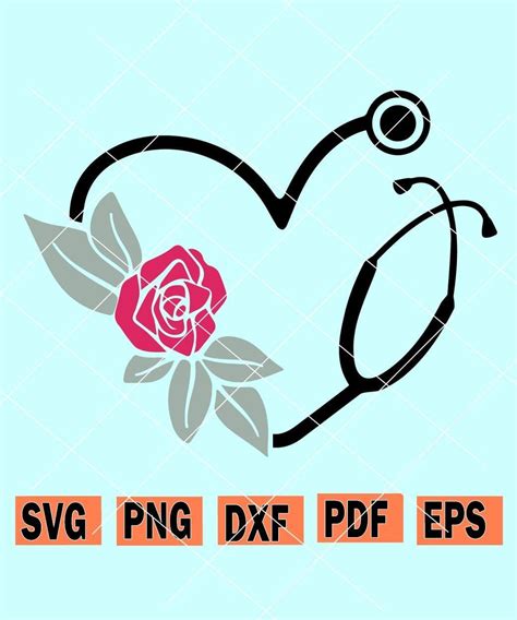 Floral Stethoscope Svg Nurse Svg Heart Stethoscope Svg Nurse Life