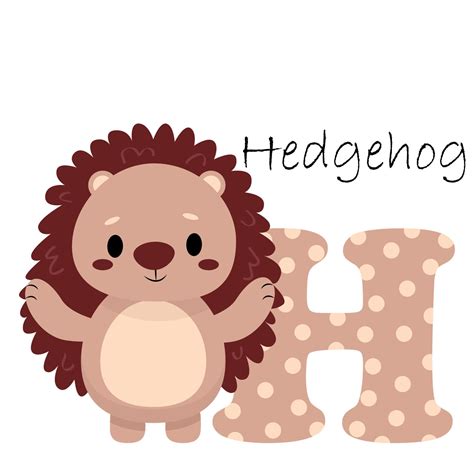 Illustration For The English Alphabet With The Image Of A Hedgehog For