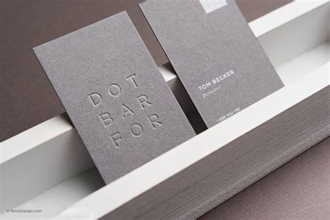 Minimalist Elegant Gray Business Card With Foil Stamping Dot Bar For