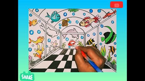 One Point Perspective Aquarium Drawing Youtube