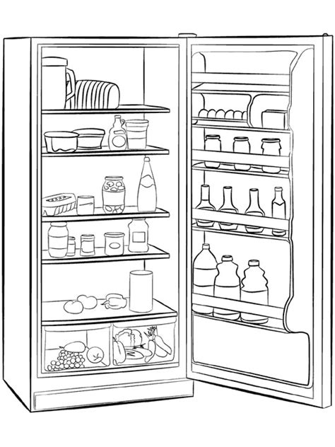 Coloriage Cuisine Réfrigérateur dessin gratuit à imprimer