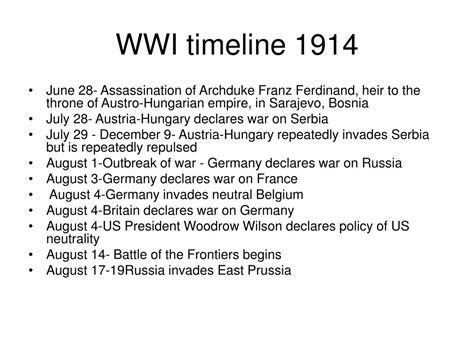 Ppt Wwi Major Events And Timeline Powerpoint Presentation Free