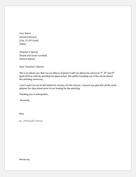 Excuse Letter For Being Absent For Your Needs Letter Template Collection