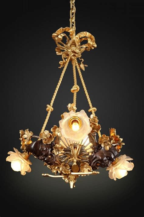 An Aesthetic Movement Japanese Style Patinated Bronze Chandelier The