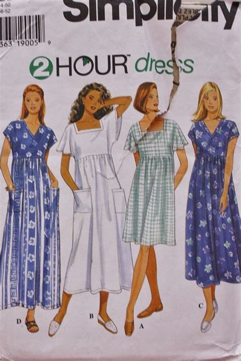 Pullover Dress Simplicity 7181 Sewing Pattern Bust 40 46 Etsy