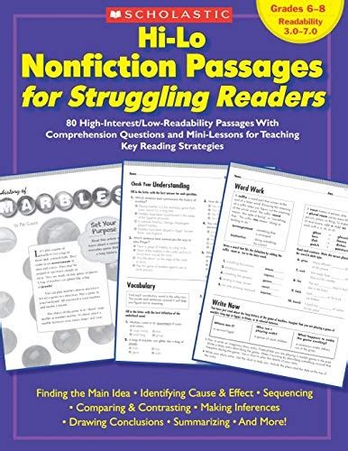 Hi Lo Nonfiction Passages For Struggling Readers Grades 6â 8 80 High