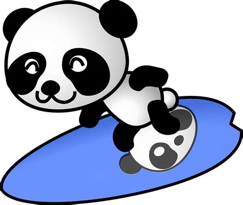 Panda Surfing Surfer · Free Vector Graphic On Pixabay