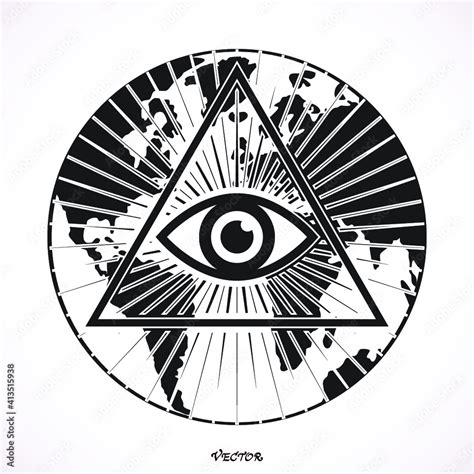 Vecteur Stock Globalization New World Order Illuminati Symbol Eye Of