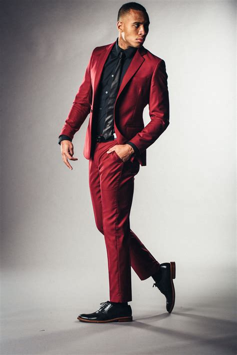 The Cruz Mens Red Suit Black And Red Suit Fashion Suits For Men