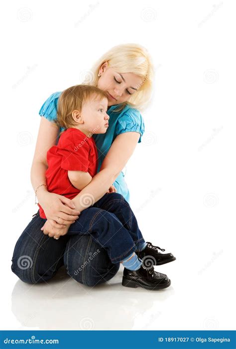 Mother Comforting Son Stock Image Image Of Mother Sitting 18917027