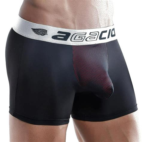 Agacio Mens Comfortable Soft Boxer Trunk Mesh Pouch Enhancing Tight