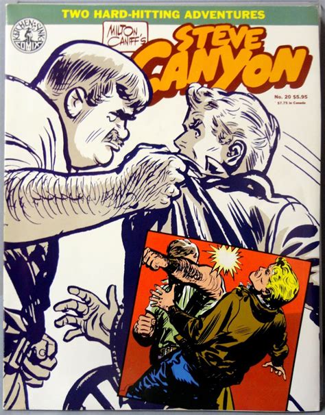 the cover to steve canyon comic book with an image of two men fighting each other