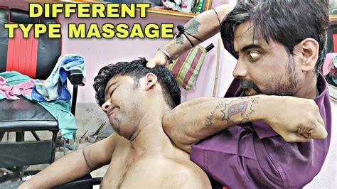 Powerful Head And Body Massage Therapy By Indian Barber Neck Massage With Neck Cracking Asmr