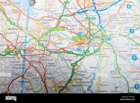 Road Map Of Chester England Stock Photo Alamy
