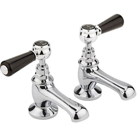 Basin Taps With Ceramic Lever Handles Black And Chrome Hudson Reed