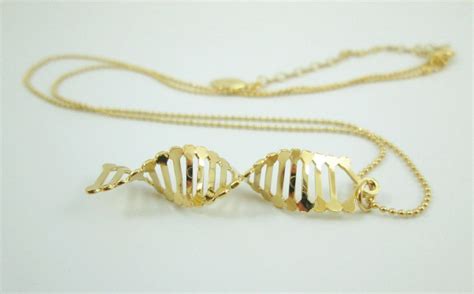 Dna Necklace 24 Karat Gold Plated Double Helix Necklace Etsy