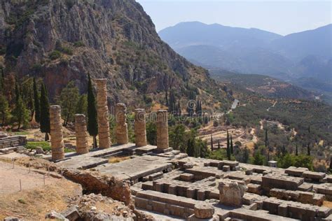 Ruins Of Ancient City Delphi Greece Stock Image Image Of Archeology