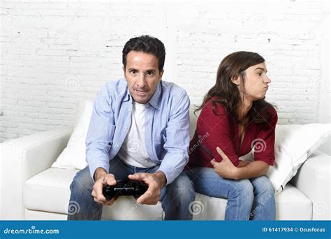 Woman Angry And Upset While Husband Or Boyfriend Plays Videogames
