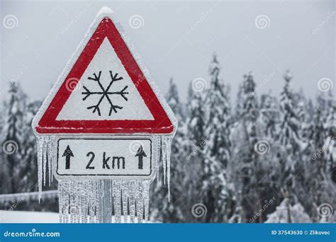 Traffic Sign For Icy Road Stock Photo Image Of Cold 37543630