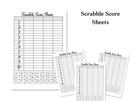 Scrabble Score Card Printable Scrabble Score Sheet Scrabble Score Pad