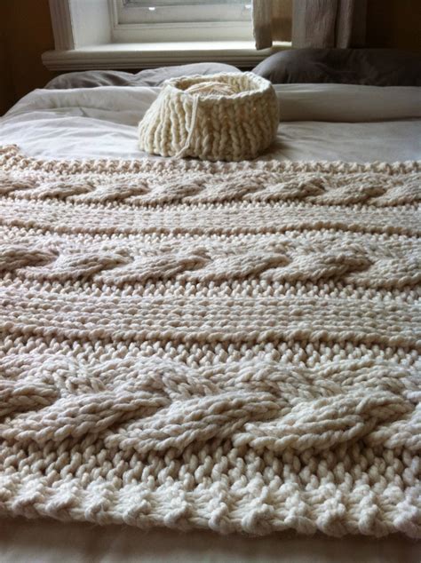 Giant Cable Knit Blanket Or Throw Etsy
