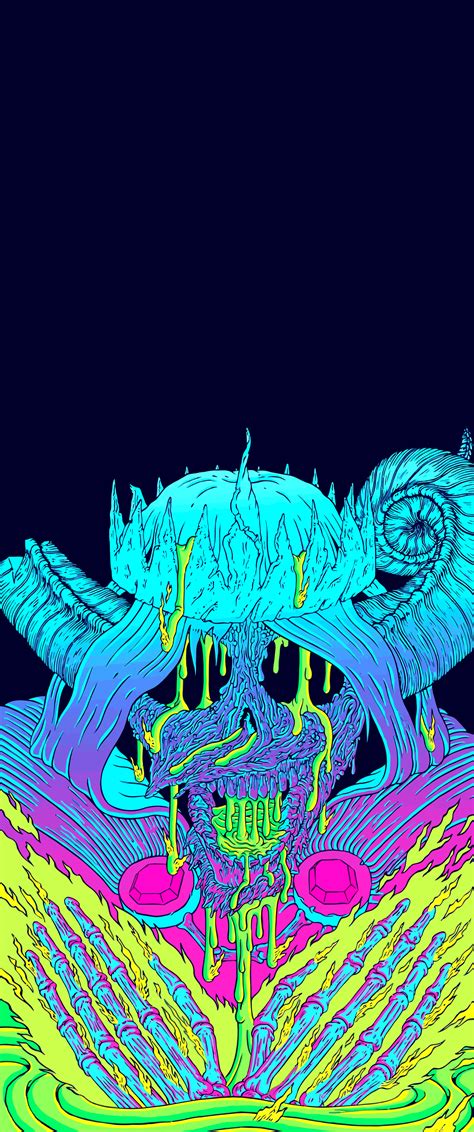 Neon Skull Vertical Ultrawide Wallpaper 3440x1440 1440x3440 Png