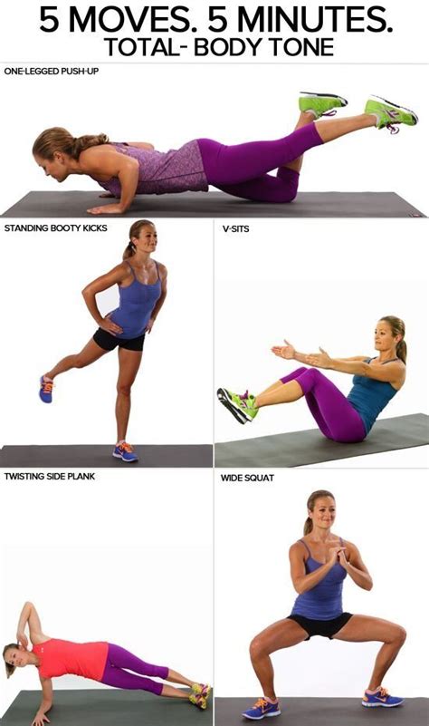 5 Moves 5 Minutes Total Body Tone Exercise Workout Fitness Body