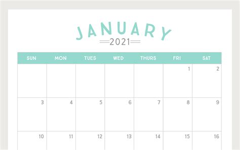 12 Month Free Printable 2021 Calendar With Holidays
