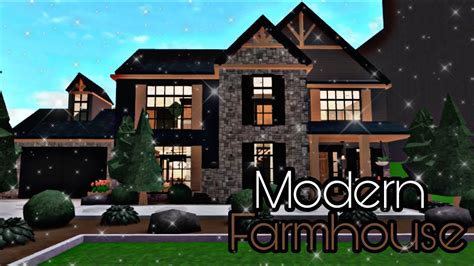 Bloxburg Modern Farmhouse Speedbuild Tour 1 Youtube