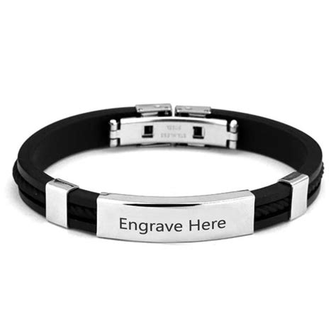 Personalized Engraved Bracelet For Men Custom Stainless Steel