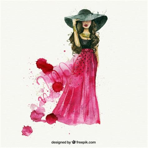 Premium Vector | Watercolor fashion woman
