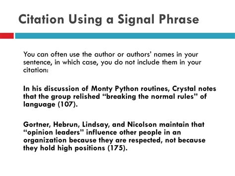 Although a signal phrase most often appears. PPT - MLA Format PowerPoint Presentation, free download ...