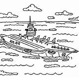 Coloring Carrier Aircraft Sea Coloringsky Ship Pure sketch template