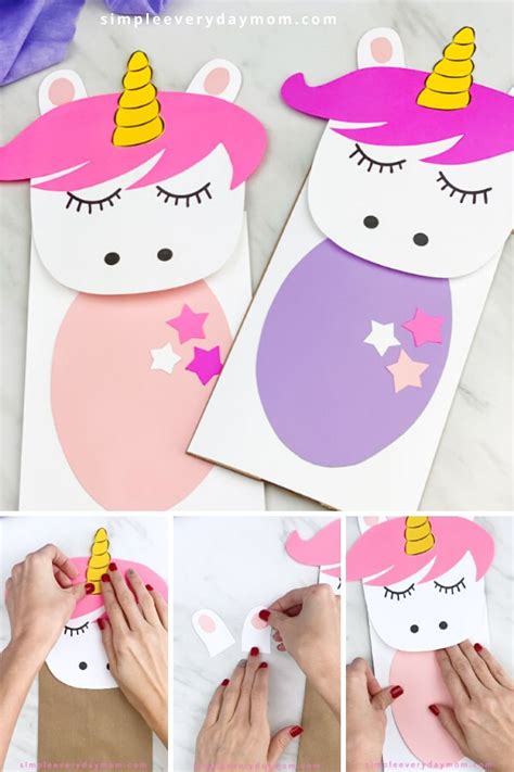 Unicorn Paper Bag Puppet Craft For Kids Free Template Paper Bag