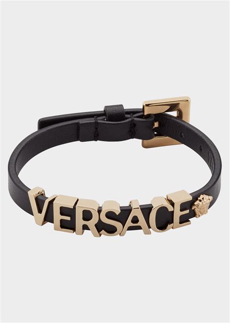 Versace Logo Leather Bracelet Black Bracelets Leather Bracelet