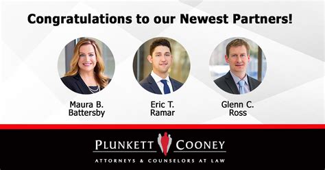 Plunkett Cooney Promotes Three Attorneys To Firm Partners Business Law And Litigation Defense