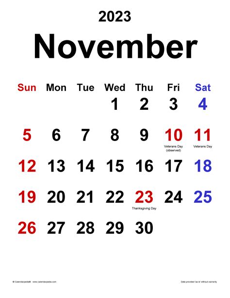 Free Printable Calendar November 2023 Printable Word Searches
