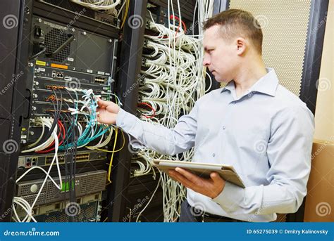 Network Engineer Admin At Data Center Stock Image Image Of Digital