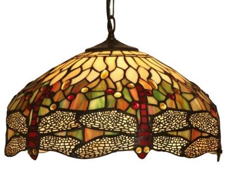Tiffany style ceiling light shades. 16 Inch Tiffany Dragonfly Pendant Light