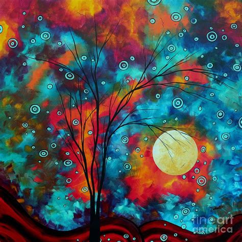 Huge Colorful Abstract Landscape Art Circles Tree Original Painting
