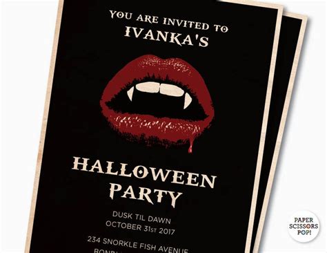 Printable Halloween Party Invitation Sexy Gothic Vampire Party Invite