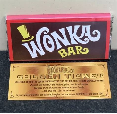 Willy Wonka 100g Chocolate Bar Large T Novelty Golden Etsy