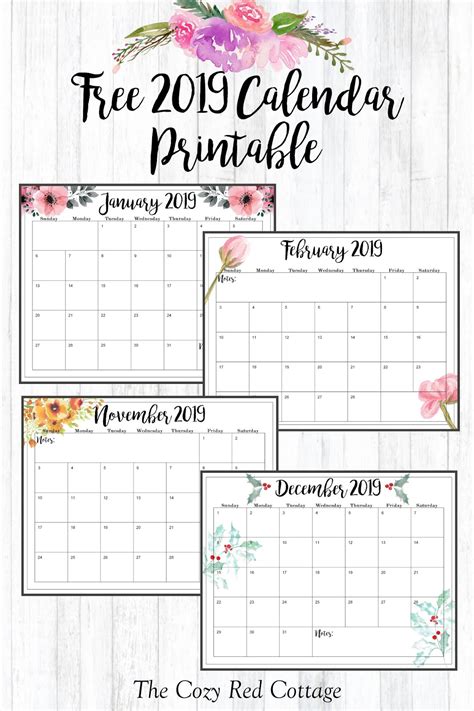 Printable calendar 2021 yearly 11x17 in case that you need assistance improving your life, you need to prevent squandering time at all costs. The Cozy Red Cottage: Free 2019 Calendar Printable