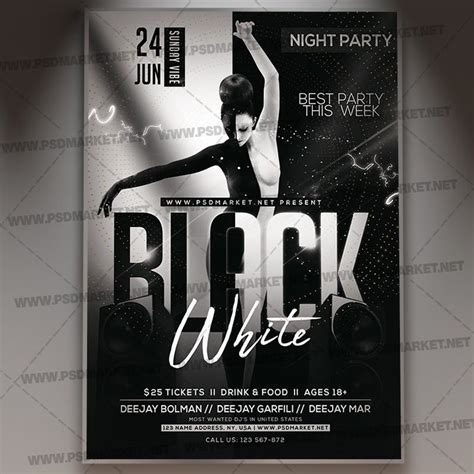 Black White Party Flyer Psd Template Party Flyer Black White