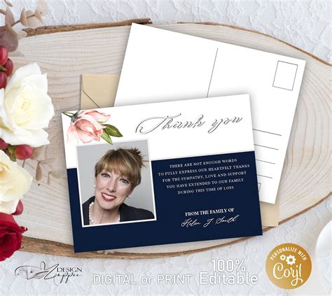 Simple And Elegant Funeral Thank You Card Printable Template